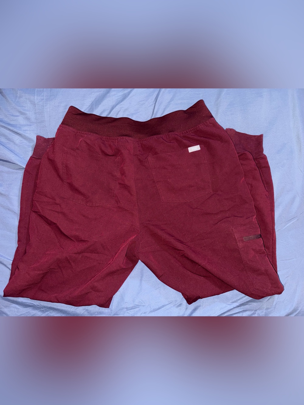 Figs Catarina Scrub Top and High Rise Zamora Jogger Scrub Pants Burgundy color - Picture 4 of 5